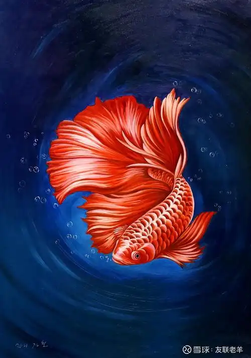 祝您吉祥两条吉祥的鱼油画20号小作品平壤美术大学讲师作品