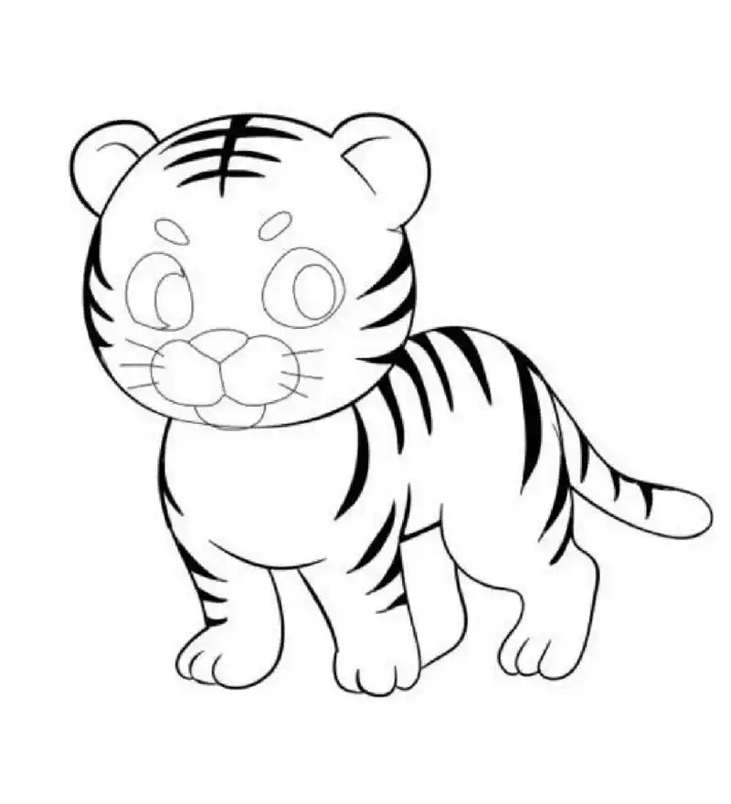 老虎91简笔画素材可打印 #简笔画# #小老虎简笔画# #老虎简笔画