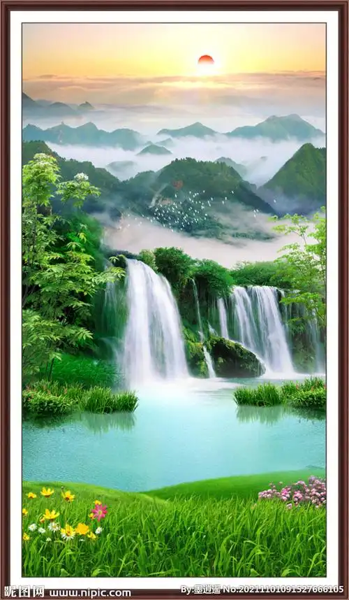 竖版山水画图片