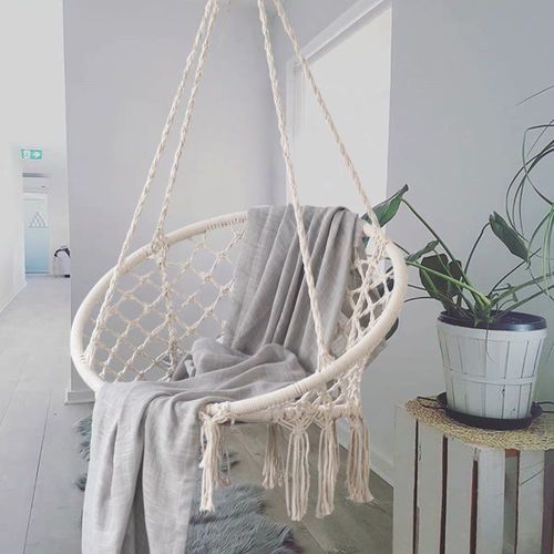 ins北欧风流苏抖音网红秋千吊椅吊篮吊床 客厅阳台室内家用摇篮椅