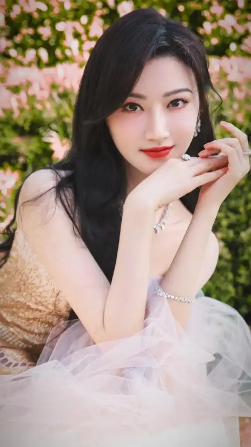 景甜薄纱几何镂空长裙