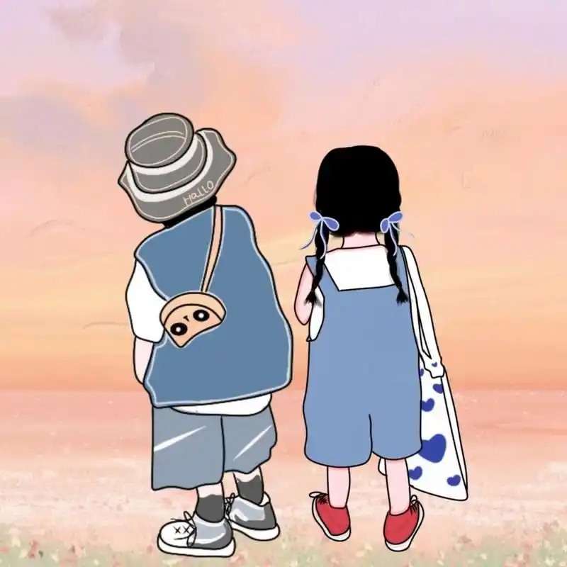 原创手绘兄妹兄弟姐妹姐弟头像背影可爱 是哥哥,是妹妹,是未来为彼此
