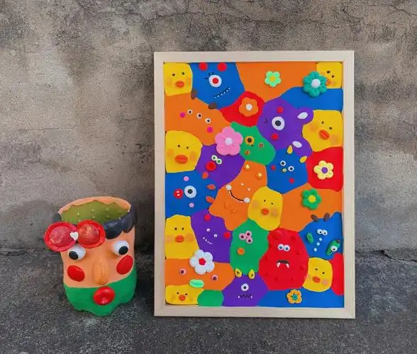 旧物改造轻黏土装饰画创意儿童特色课程