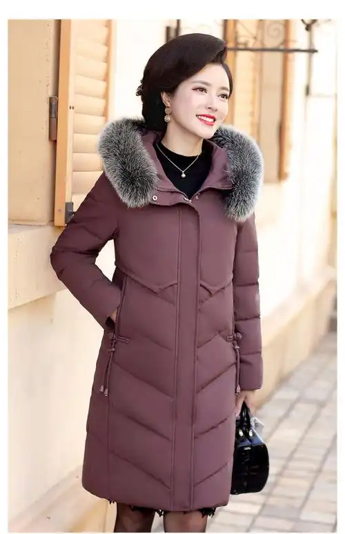 50岁妈妈秋冬装棉衣外套中年女装羽绒棉服中长款中老年人棉袄大码
