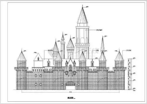某地区三层游乐园城堡大门建筑设计初步方案图图片1