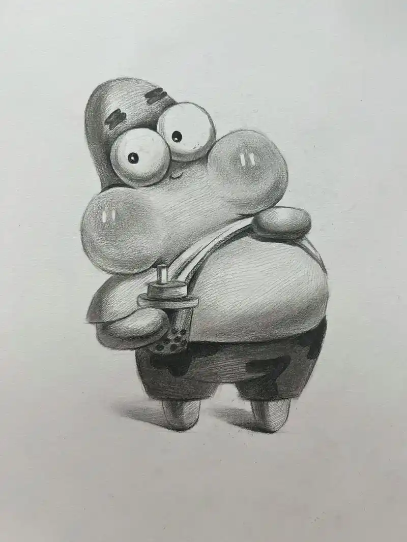 派大星素描步骤,适合小学生绘画#绘画练习 #一起学画画 - 抖音