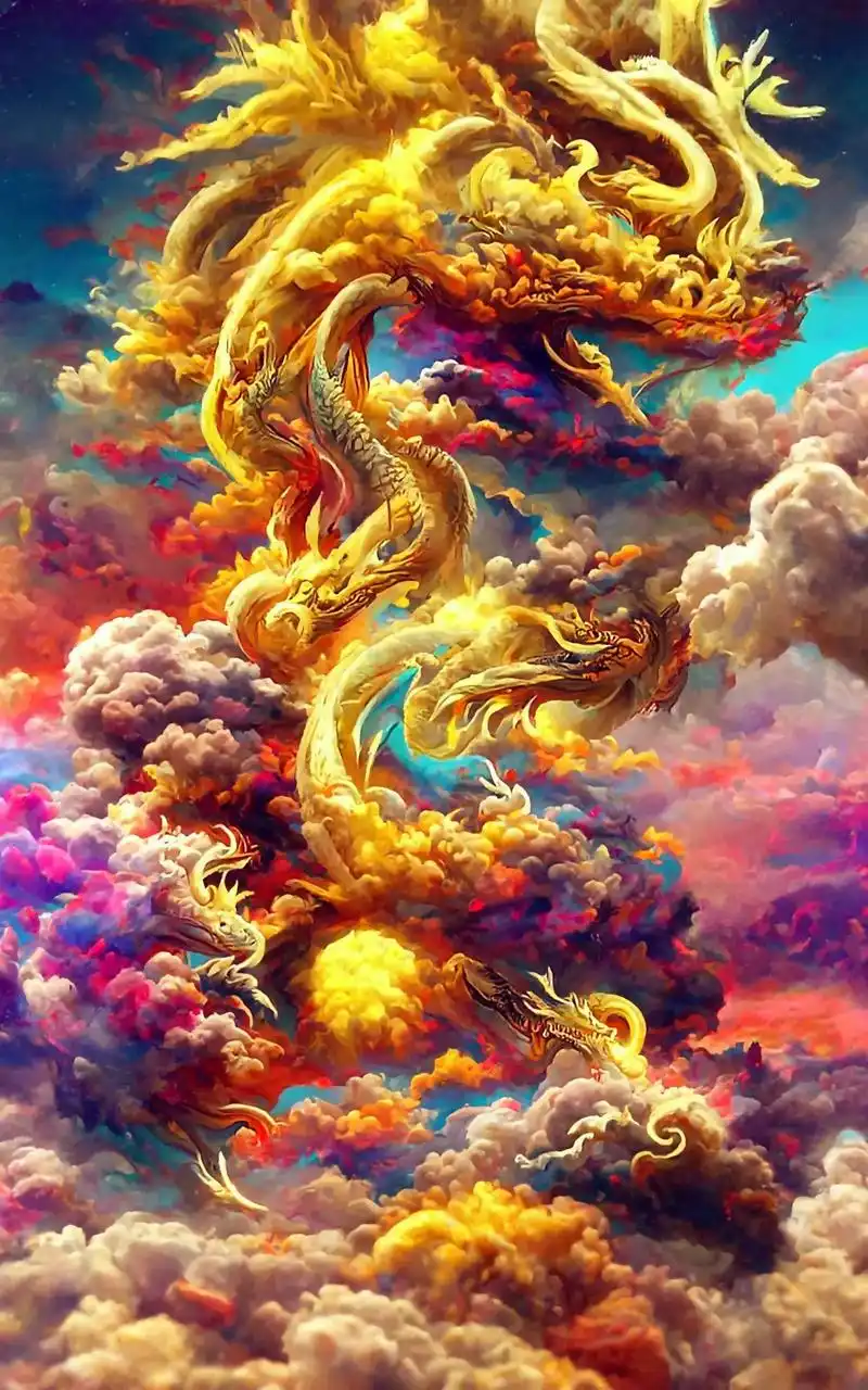 龙腾虎跃  涅槃重生.#ai绘画 #壁纸 #原创绘画#抖音图 - 抖音