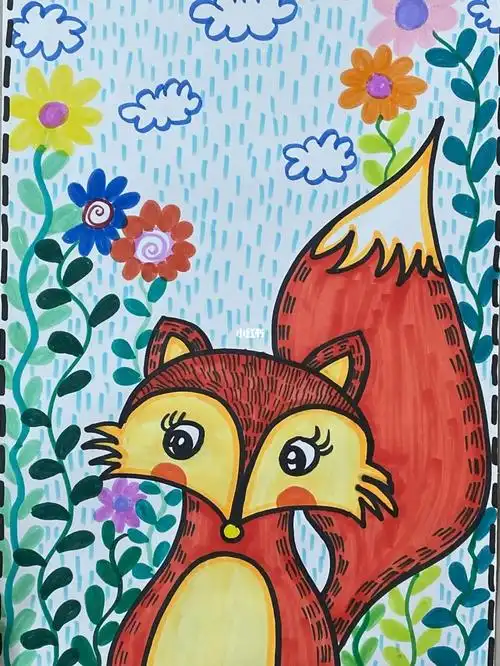 小班思维绘画小狐狸