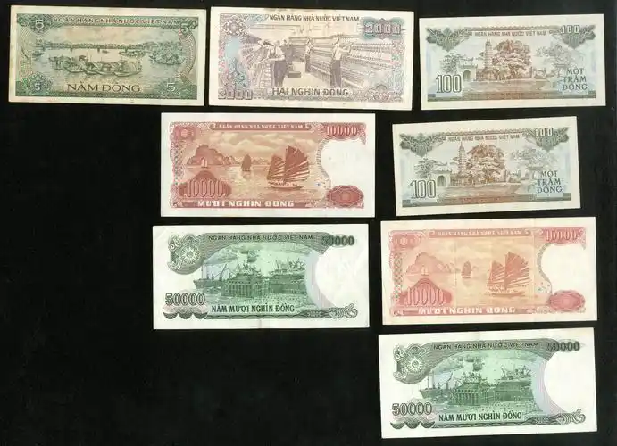 1985~94年越南5~5万越南盾共八枚,个别连号