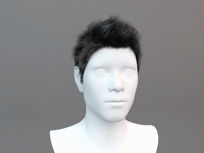 写实风格男人头发模型 带修改器 可调整发型和长度 男性头发模型