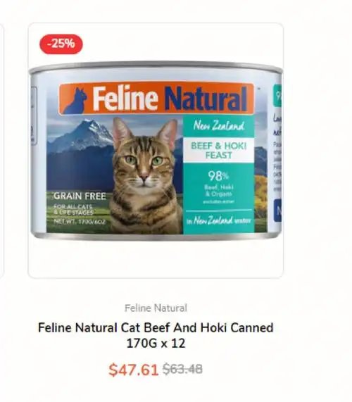 feline natural牛肉,羊肉,牛肉鳕鱼,鸡肉鹿肉7.5折优惠.