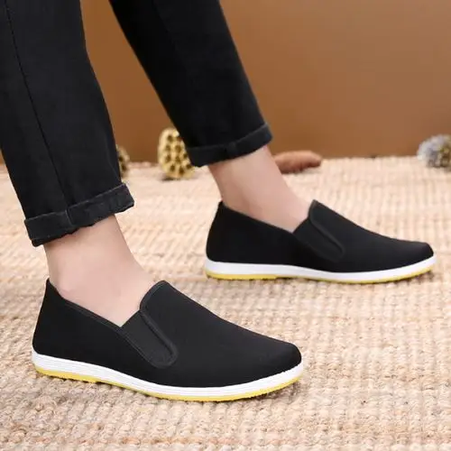 老北京布鞋男款 圆口中老年老头鞋休闲鞋 透气男士黑色布鞋 圆口鞋 35