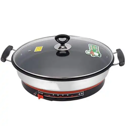 煎锅煎饼机烙饼锅水煎包煎烤机电烤锅不粘单面电饼铛 38cm不锈钢无