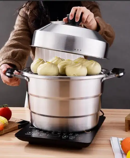 多功能锅蒸锅40cm45cm50cm60cm三篦不锈钢大容量汤锅加厚大号多功能