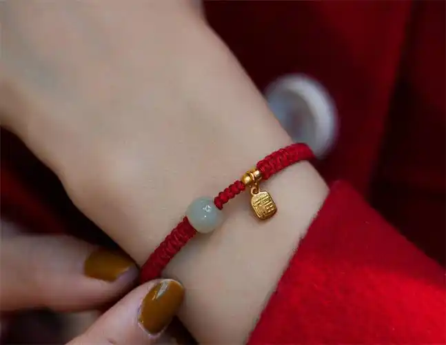 天然和田玉福牌红绳编织可调节手链亲子情侣饰品简约时尚量大从优