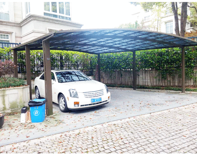 厂家直销双车位对卡车棚pc耐力板停车棚别墅铝合金汽车棚停车篷