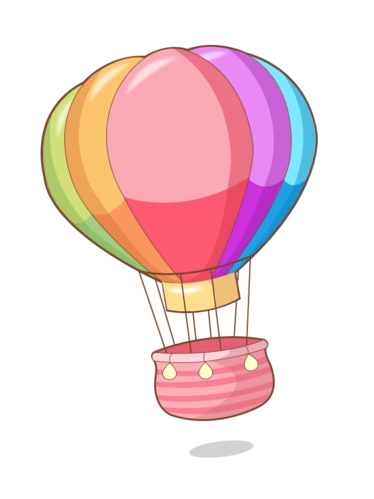 七夕炫彩粉色浪漫可爱卡通热气球 png矢量装饰图标