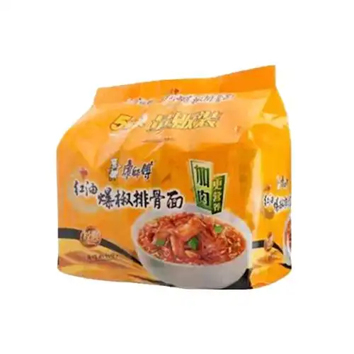 康师傅经典红油爆椒排骨面五连包102g*.