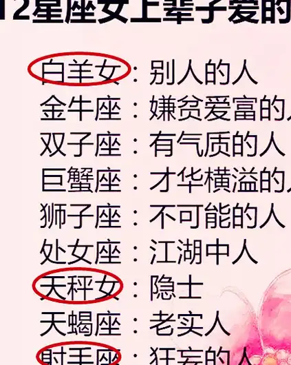 射手座:狂妄的人天秤女:隐士白羊女:别人的人十二星座女上辈子爱的谁