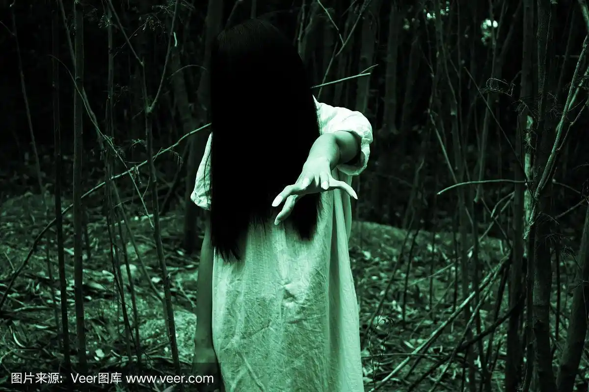 幽灵女孩系列,万圣节或恐怖概念背景