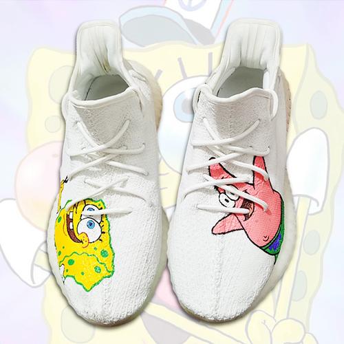 diy定制彩绘海绵宝宝手绘球鞋子yeezy椰子鞋350情侣头像鸳鸯涂鸦