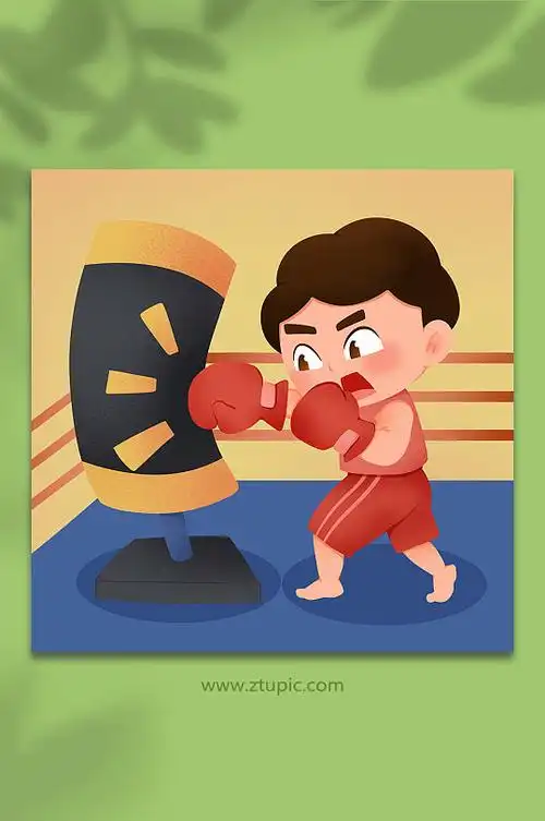 卡通搏击拳击人物插画立即下载扁平化风格拳击训练拳击人物插画拳击