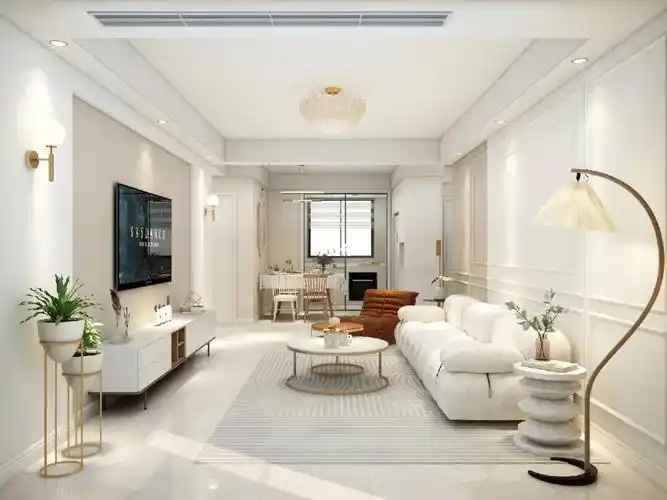 本案为混搭风格三居设计,整体为奶油色调,色彩甜蜜柔和.