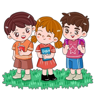 原创可爱卡通小朋友排队手绘免扣素材元素