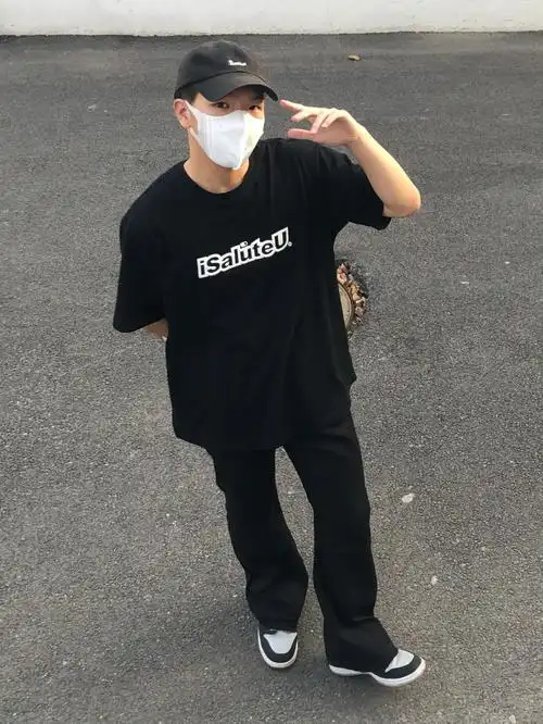 170男生日常穿搭一身黑干净高级