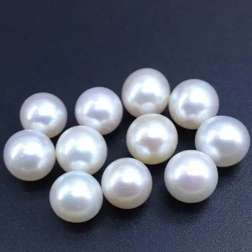 正品8-9-10mm真珍珠散珠圆形裸珠颗粒强光 无暇天然淡水珍珠diy女