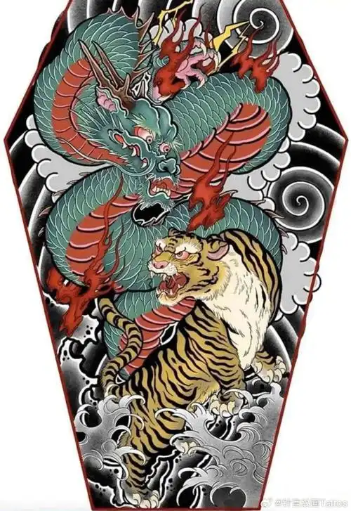 日式老传统花腿手稿|经典素材分享#老传统纹身##花腿纹身##老传统纹身