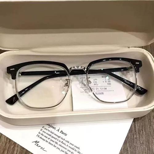 痞帅半框近视眼镜男斯文败类可配度数防蓝光辐射高颜值平光镜框女