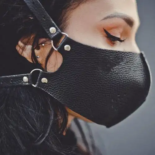 皮革口罩朋克黑色面罩透气骑行口罩防风防尘pu防雾霾口罩成人跨境