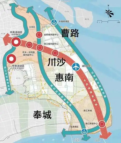 经过川沙,六灶,惠南等城镇,最后抵达奉贤区的奉城,是一条南北向的市域