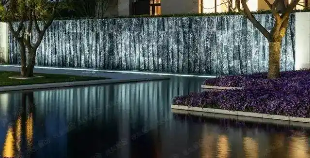 流水景墙上面设计师总是不乏灵感美不胜收尤如仙境届时水雾朦朦尤如成