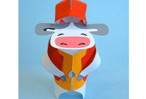 q版卡通小牛动物牛3d立体纸模型diy手工制作儿童折纸益智玩具摆设