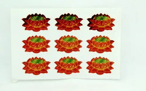 厂家特价批发手机贴纸9朵一生平安彩色莲花贴纸佛教用品平安符