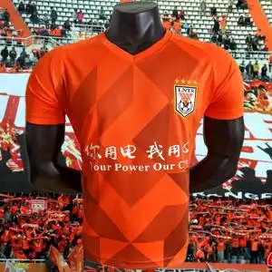 2020中超山东鲁能泰山球衣n98主场亚冠短袖桔红短裤训练服王大雷