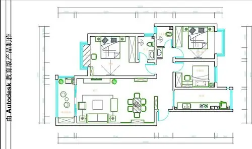 三室两厅两卫灯具,插座,开关线路平面设计图谁知道哪有