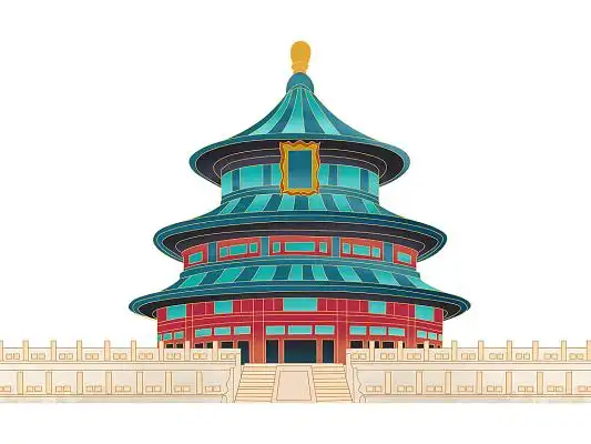 彩色手绘卡通国潮古风中国风故宫古建筑元素png素材