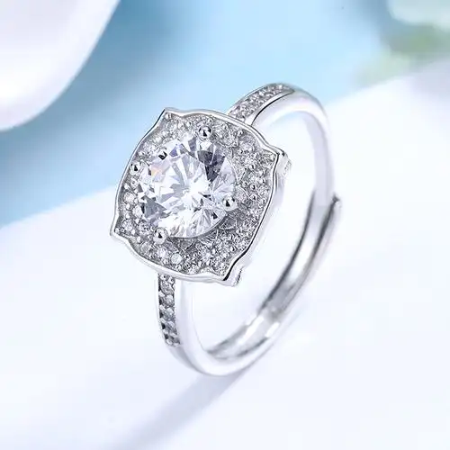 抖音直播款莫桑钻戒指仿真钻石戒指1克拉群镶钻戒女首饰饰品批发