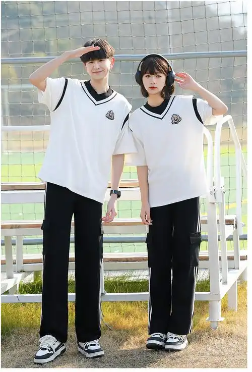 实拍 情侣装夏装短袖t恤初高中生运动会学生班服定制套装 - 17网