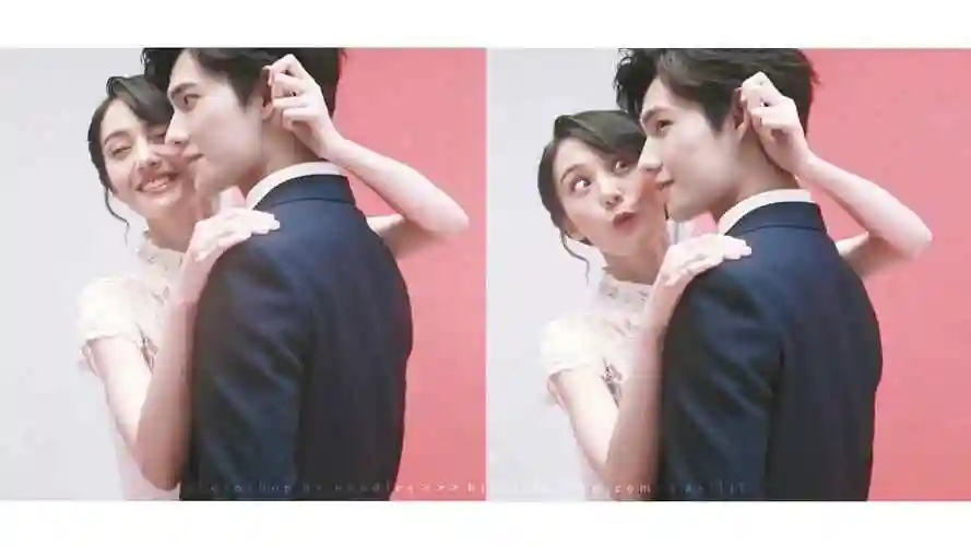 杨洋郑爽搞怪婚纱照win8桌面壁纸