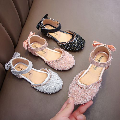 2021夏季新款韩版水钻软底女童半凉鞋公主鞋儿童鞋子春款女孩皮鞋