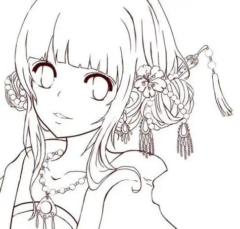 图解简笔画古装少女绘动漫 简笔画 线稿 黑白配 动漫 唯美 壁纸 插画