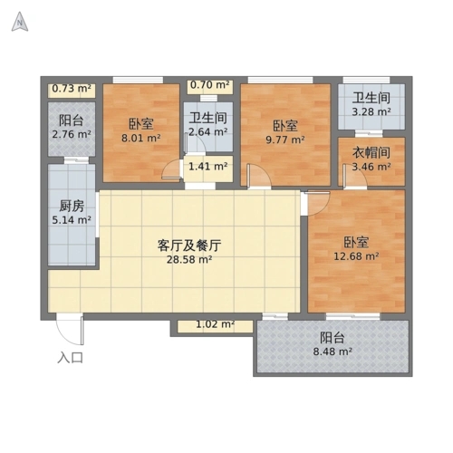广元市利州区天立学府华庭 三室两厅两卫105.