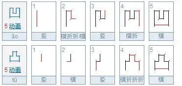 凹凸的笔画演示