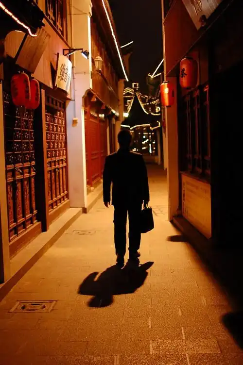 昏黄的路灯下,我不孤独,因为有我的影子相伴