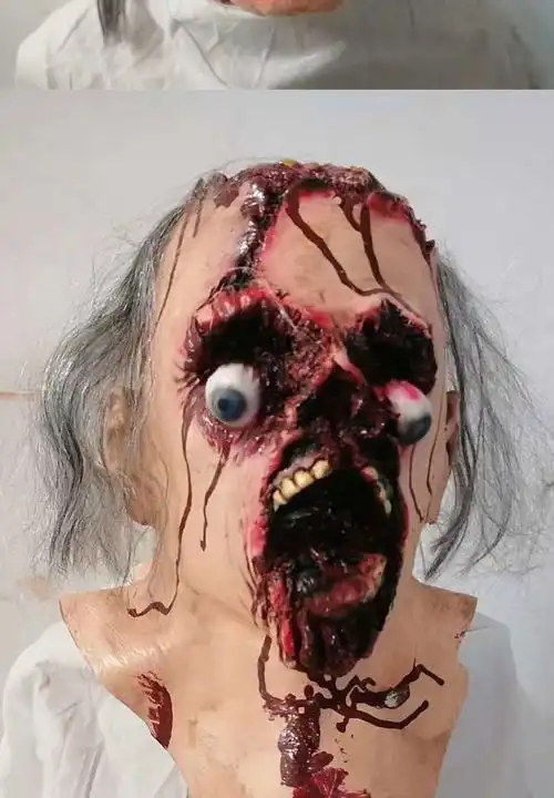 定制万圣节恐怖鬼面具鬼屋密室逃脱长发女鬼丧尸僵尸头套吓人鬼脸道具