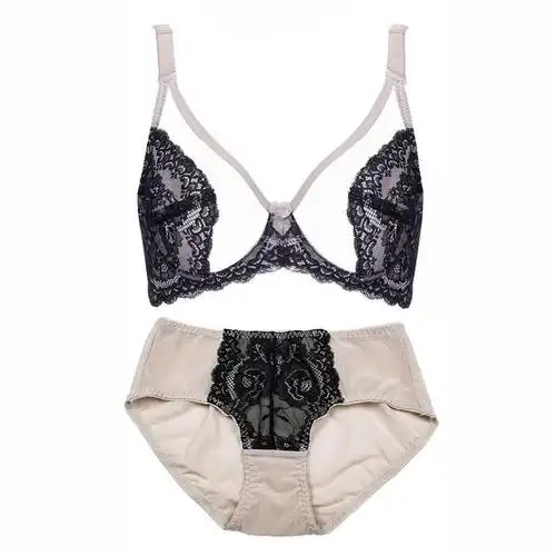 hlcoman大胸显小文胸薄款大码无海绵蕾丝胖mm显瘦超薄胸罩性感内衣女